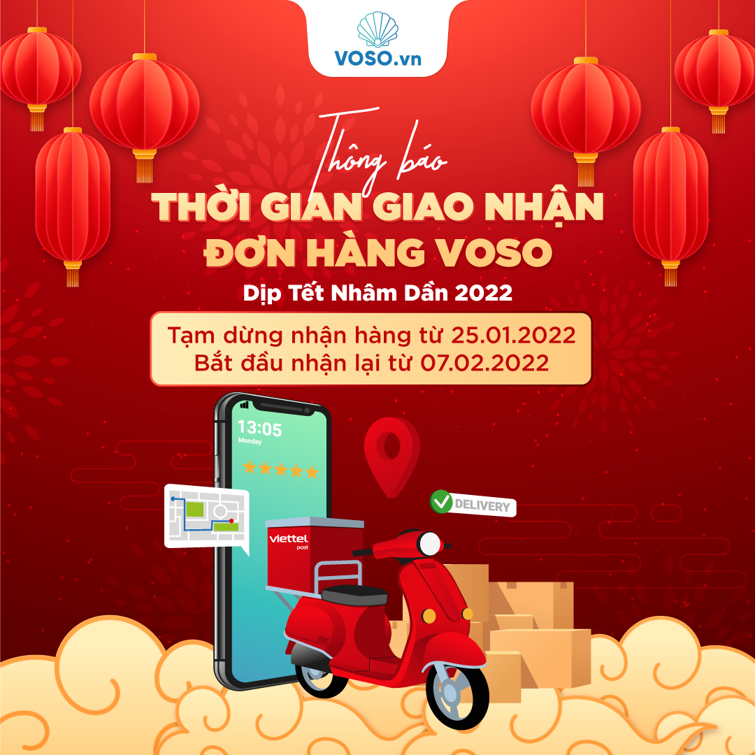 Thông báo giao hàng dịp Tết Nhâm Dần 2022 trên sàn Voso.vn